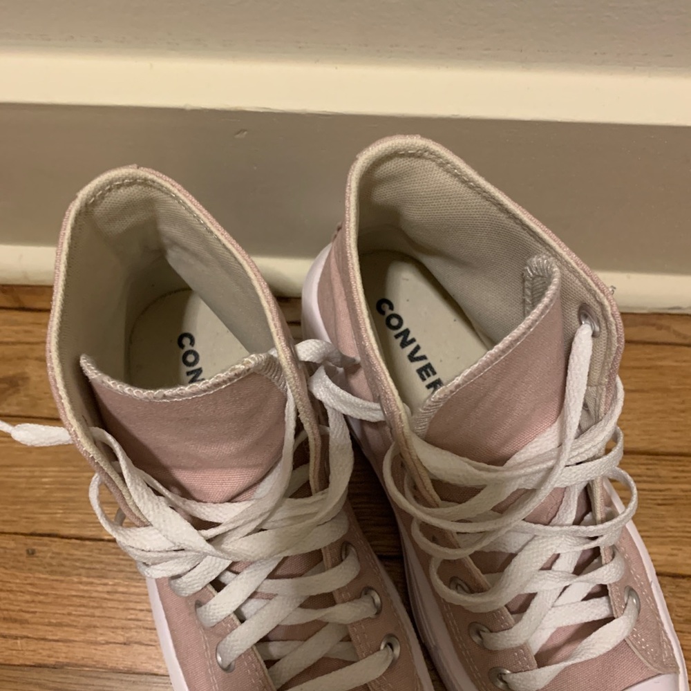 Converse High Top Platform Sneakers - Pastel Pink & White - Picture 3 of 3
